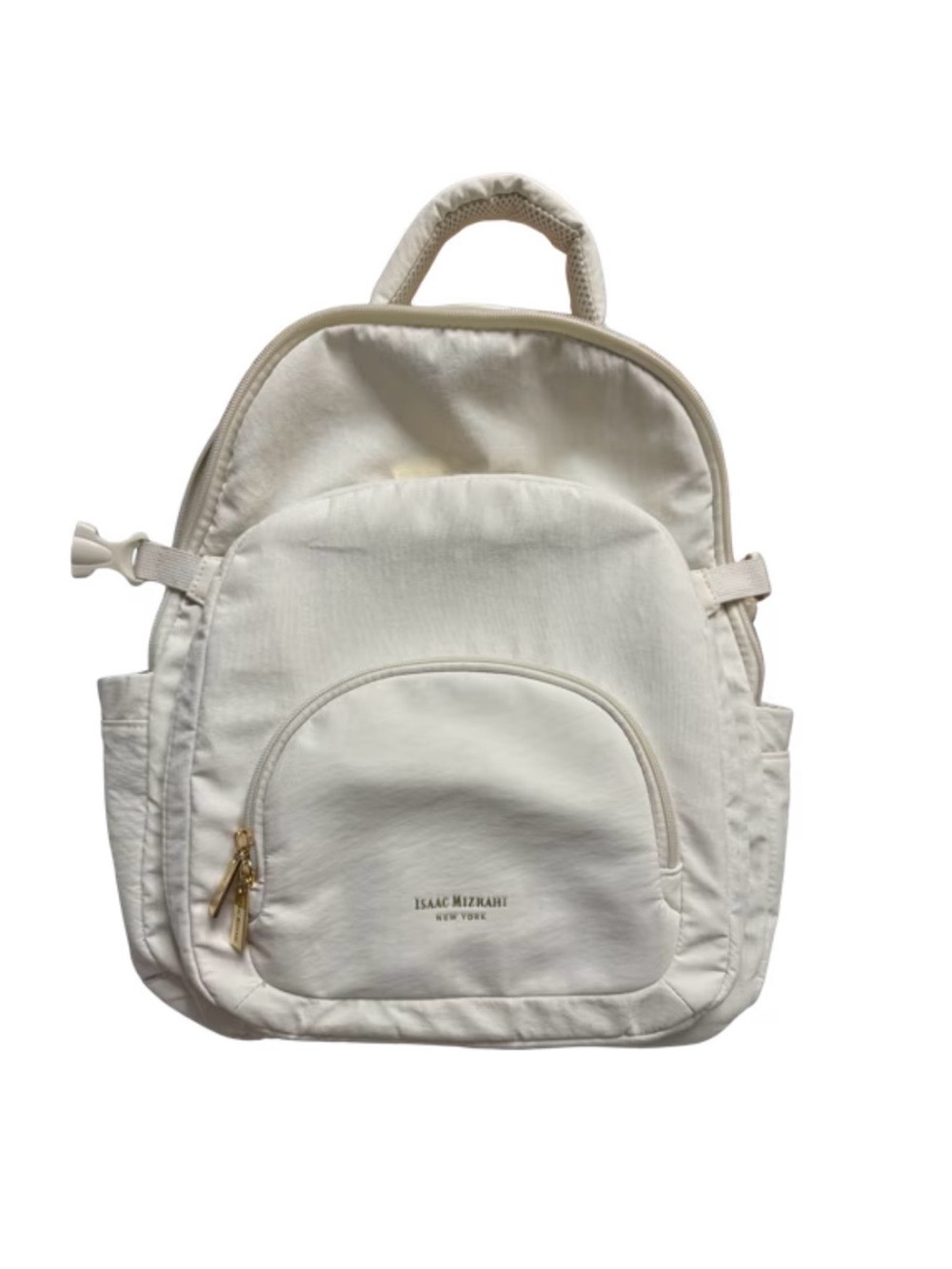 Isaac Mizrahi Cream Nylon Backpack with Gold Hardware